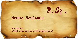 Mencz Szulamit névjegykártya